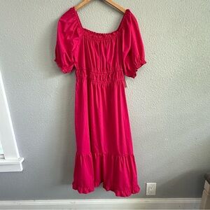 NWT Indigo‎ Rose Tiered Midi Dress Size XL Puff Sleeve Cotton Blend